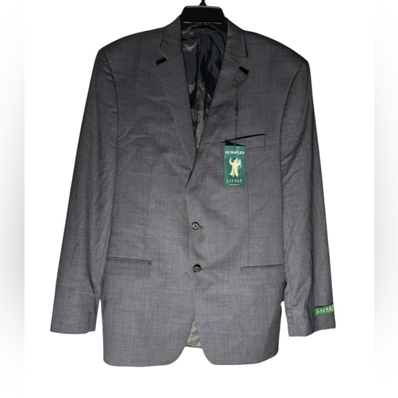 Ralph Lauren UltraFlex Stretch Gray Sport Coat Blazer Size 46L Wool Designer NWT
